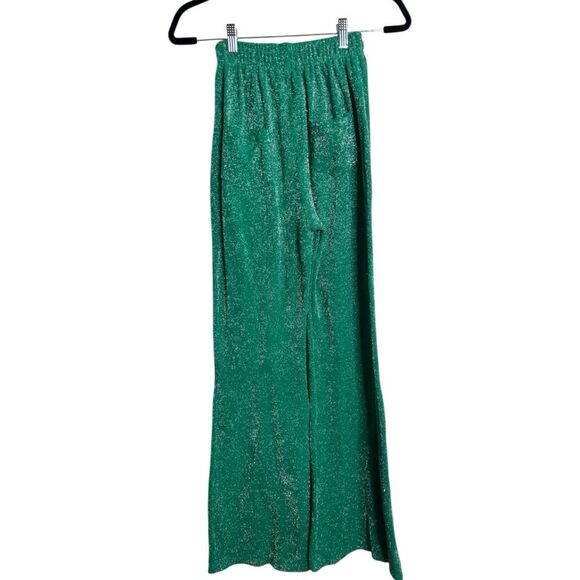 FRANKIES BIKINIS Johnson Terry Lurex Pant Mistletoe Green Flare Size L NWT - Picture 12 of 16